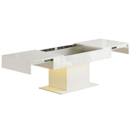 QUARLEY Extendable Coffee Table with LED and Storage - White