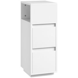 KEWTON Slim Bedside Table with 2 Drawers and Shelf - White