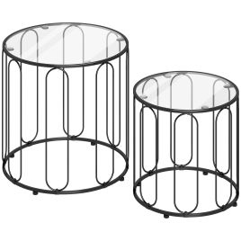 IRONTON Nesting Side Tables with Elliptical Cut Out - Black