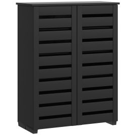 VARNWOOD Slim Shoe Cabinet, 5 Tier 2 Door Shoe Storage - Black