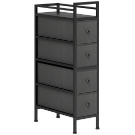 NETHERON Black Fabric Chest of Drawers - Tallboy, Medium-sized, 4 Drawers