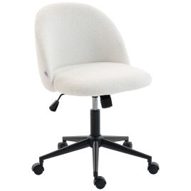 PARWOOD Teddy Fleece Office Chair with Wheels - Cream White