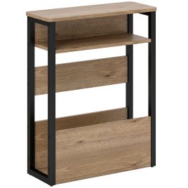 HALWELL Industrial Side Table with Storage - Walnut