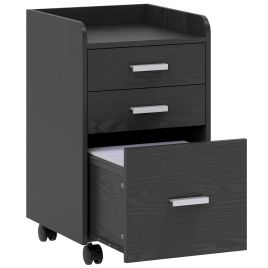 LINDRICK 3 Drawer Rolling Office Filing Cabinet - Black