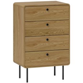 FALLOWAY Oak Finish Chest of Drawers - Medium-sized, 4 Drawers
