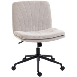 QUASDEN Criss Cross Office Chair with Wheels - Beige