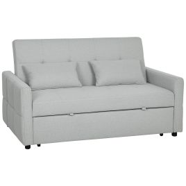SOUTHLEY 2 Seater Sofa Bed Three Way Convertible - Light Grey