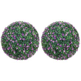 Artificial Boxwood Ball Plants Set of 2 - Purple