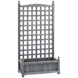 YENSBY Raised Garden Planter with Trellis for Climbing Plants - Grey