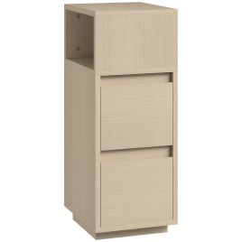 KEWTON Slim Bedside Table with 2 Drawers and Shelf - Natural