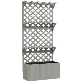 MARTHILL Wooden Planter with Trellis and Shelves - Grey
