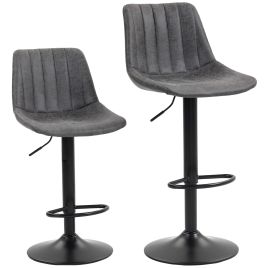DUNSWELL Leathaire Tub Bar Stools Set of 2 - Charcoal Grey