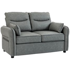 JOWETT Faux Leather 2 Seater Sofa - Grey
