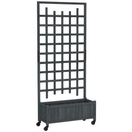 SERARI Wooden Trellis Planter Box - Grey