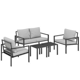 SERENA Steel Garden Sofa Set - Light Grey