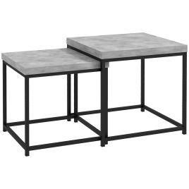 MONSOL Wooden Nesting Coffee Table Set - Grey