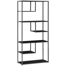 LUXIS Wooden 7 Tier Bookcase - Black