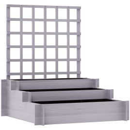 CARORE Wooden Tiered Planter with Trellis - Grey