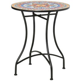 ELVORA Ceramic Mosaic Patio Table - Red