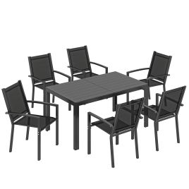 SERORA Plastic 7 Piece Garden Dining Set - Black