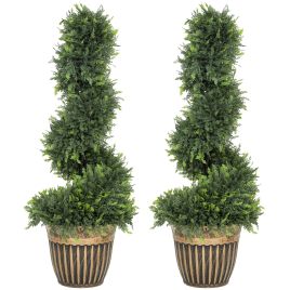 AURHEL PE Artificial Boxwood Tree Set - Green