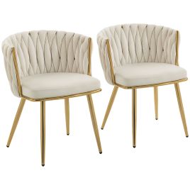 NOVARA Velvet Dining Chair Set - Cream
