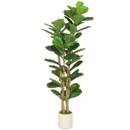 UMBLUX PEVA Artificial Fiddle Leaf Fig Tree - Green, 50cm