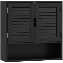 LUXAUX Wooden Wall Mounted Bathroom Cabinet - Black