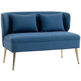 NOVENA Wooden 2 Seater Sofa - Blue