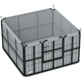 VELQORA 102 x 102 x 60 cm Steel Dog Whelping Box with Washable Pad and Wind Resistant Cover - Black