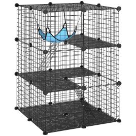 Cambyrn Black Steel Cat Cage 3 Tier - 70cm