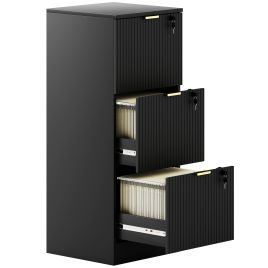 Wexlyne Black MDF File Cabinet with 3 Lockable Drawers - 40cm