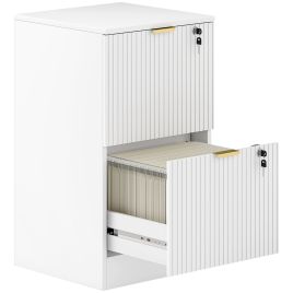 Wexlyne White MDF Filing Cabinet with 2 Lockable Drawers - 40cm