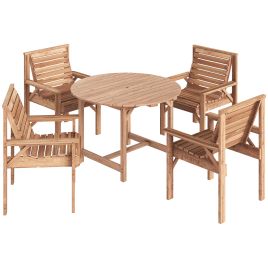 Brithor Natural Fir Wood Table and Chairs Set - 100cm