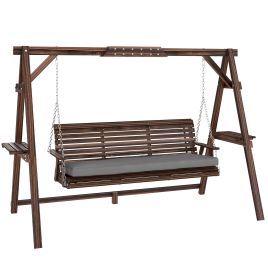 Norune Carbonised Fir Wood 3 Seat Swing Chair - 243cm