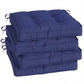 Norshaw Dark Blue Polyester Dining Seat Cushion with Ties - 42cm