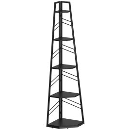 Harton Black Metal 5 Tier Bookcase - 36.5cm