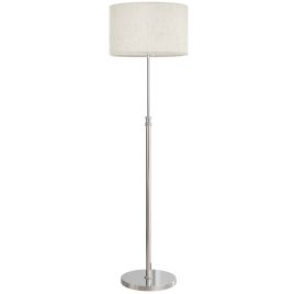 ARVASTYN Height Adjustable Dimmable Floor Lamp with Remote, Linen Shade and Foot Switch - Silver Tone and Beige
