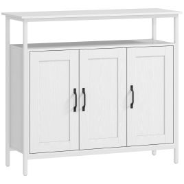 Luxora White Sideboard with Open Shelf 2 Cabinets - 100cm