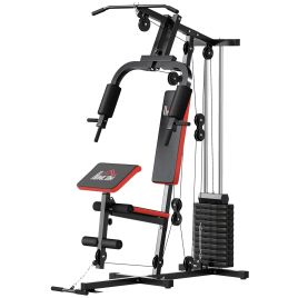 Kenglen Black Steel Home Gym Station with 66kg Weight Stack- 103cm