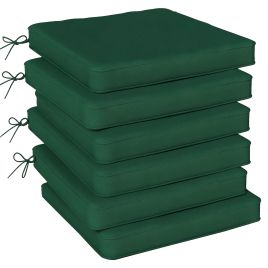 Quacarr Green Polyester Dining Seat Cushion with Ties Set of 6 - 42cm