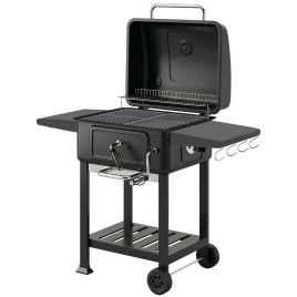 Eldero Black Stainless Steel Charcoal Barbecue Grill with Adjustable Charcoal Pan - 112cm