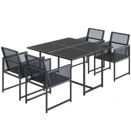 Valwick Dark Grey Tempered Glass 4 Seater Dining Set - 120cm