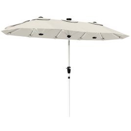 Wexford Cream White Metal 3m Double-Sided Parasol with LED Solar Lights - 150cm