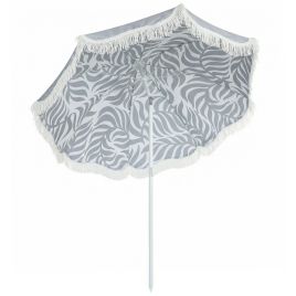 Wexmont Light Grey Metal 1.8m Beach Umbrella Parasol with Sand Anchor - 178cm