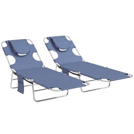 Ivevale Grey Fabric Sun Lounger Set of 2 - 55cm