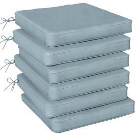 Quacarr Light Grey Polyester Dining Seat Cushion with Ties Set of 6 - 42cm