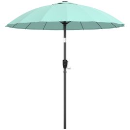 Elmcrof Turquoise Metal 2m Parasol Umbrella with 16 Fibreglass Ribs - 203cm