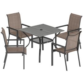 Briwold Khaki Steel Table and Chairs Set - 58cm