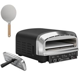 Halara Black Metal Pizza Oven Dual Heat Control 6 Presets Electric Pizza Maker - 47cm